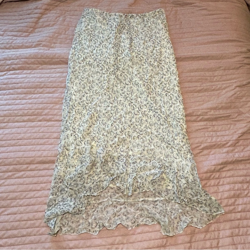 vintage cream floral mermaid maxi skirt